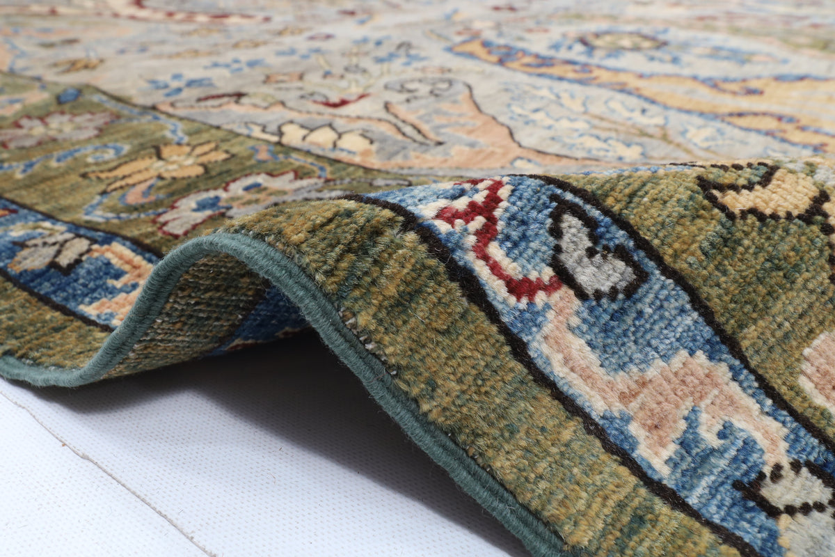 247 x 299 cm | Kawros Gray Design Hand Knotted Wool Afghan Carpet