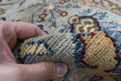 247 x 299 cm | Kawros Gray Design Hand Knotted Wool Afghan Carpet