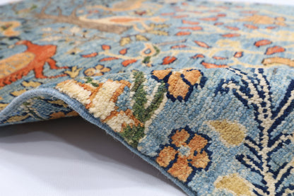 81 x 125 cm | Oriental Birds Blue Rug Afghan Hand Knotted Veg dye Wool carpet