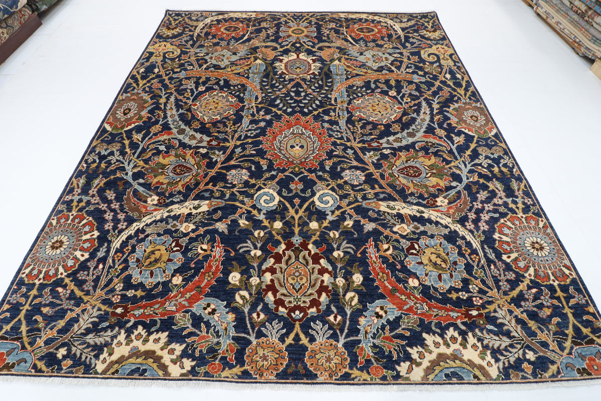 247 x 293 cm | Bidjar Blue Design Hand Knotted Wool Afghan Carpet