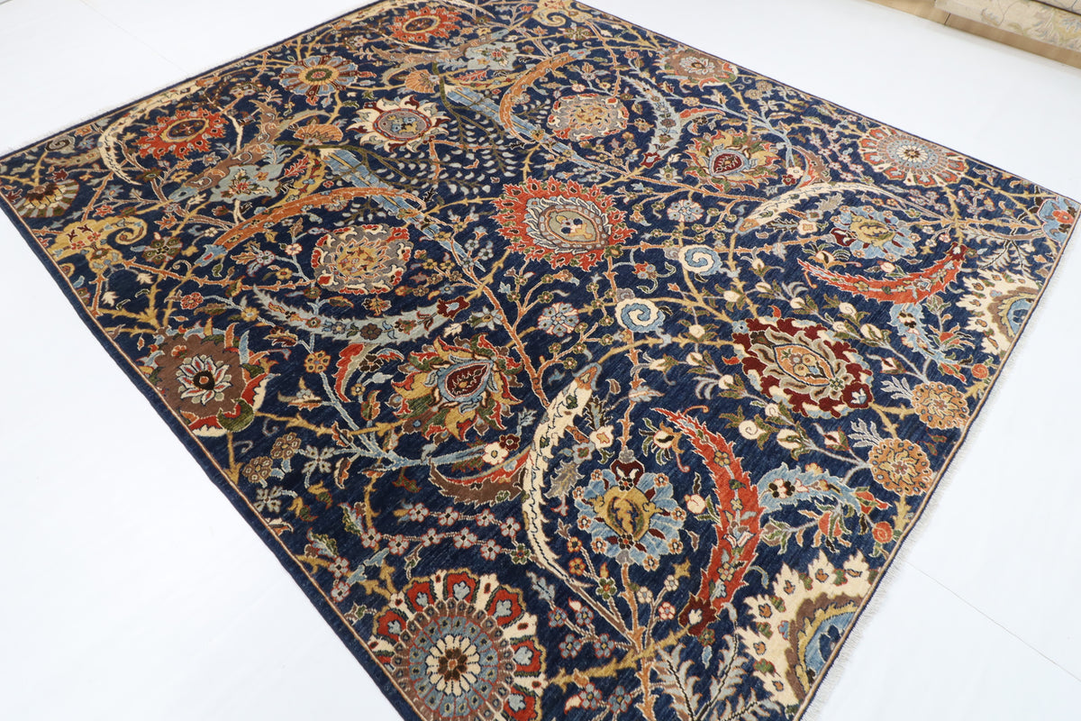 247 x 293 cm | Bidjar Blue Design Hand Knotted Wool Afghan Carpet