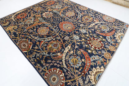 247 x 293 cm | Bidjar Blue Design Hand Knotted Wool Afghan Carpet