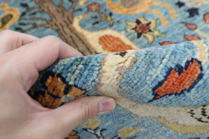 81 x 125 cm | Oriental Birds Blue Rug Afghan Hand Knotted Veg dye Wool carpet