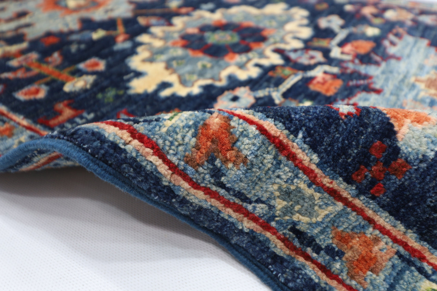 63 x 176 cm | Navy Afghan Tribal Hand Knotted Veg Dye Wool Carpet