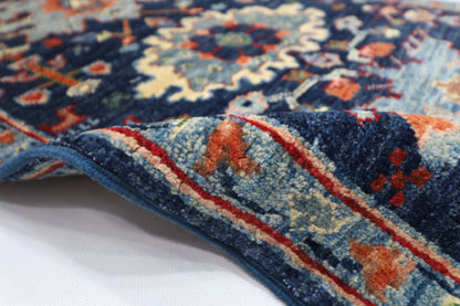 63 x 176 cm | Navy Afghan Tribal Hand Knotted Veg Dye Wool Carpet