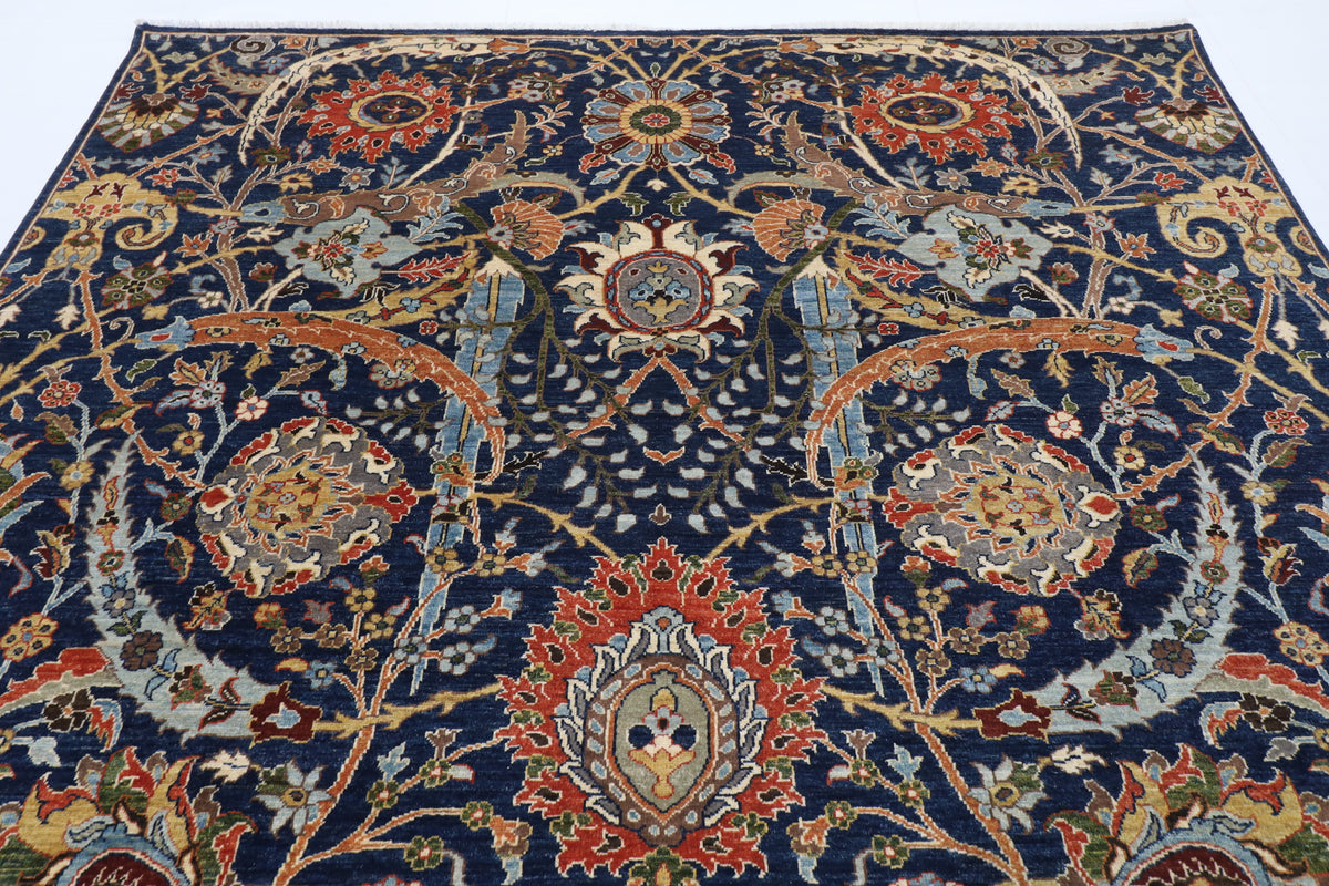 247 x 293 cm | Bidjar Blue Design Hand Knotted Wool Afghan Carpet