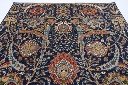 247 x 293 cm | Bidjar Blue Design Hand Knotted Wool Afghan Carpet
