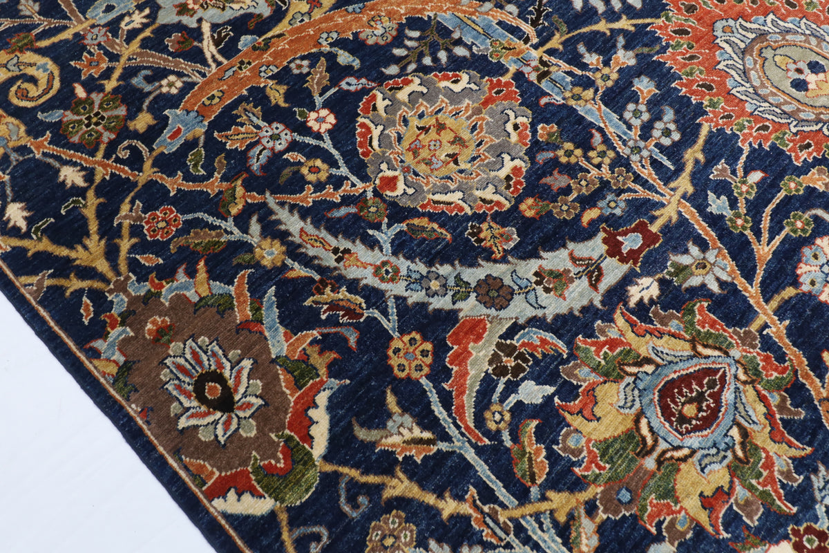 247 x 293 cm | Bidjar Blue Design Hand Knotted Wool Afghan Carpet