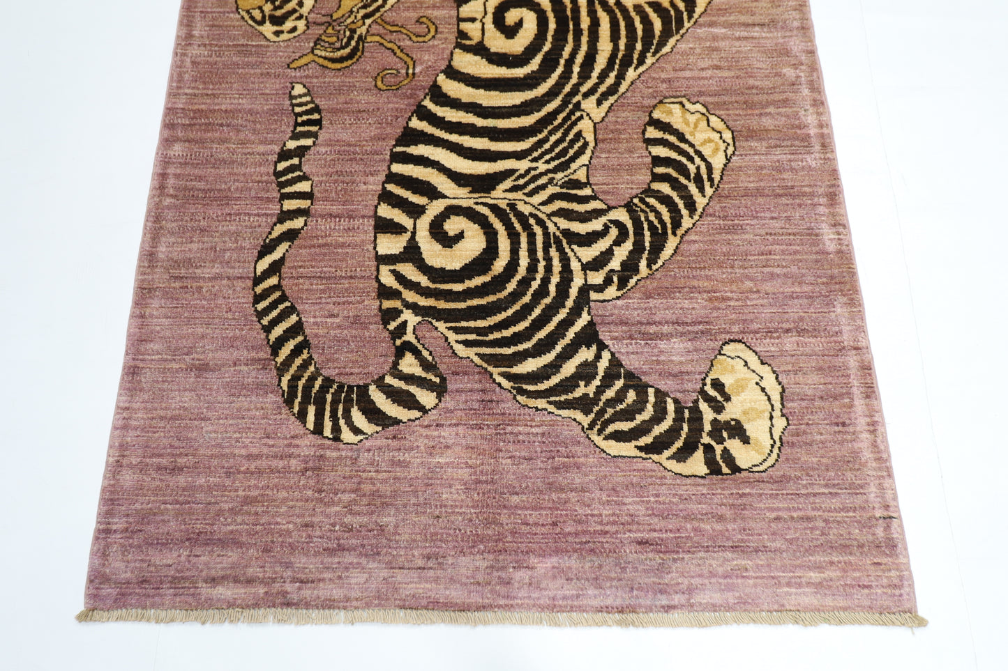 103 x 152 cm | Tiger Pink Area Rug Afghan Hand Knotted Veg dye Wool carpet