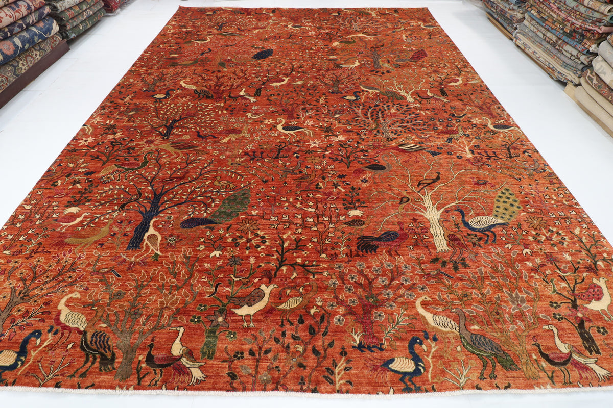 245 x 301 cm | Alfombra afgana de lana teñida con vegetales anudada a mano diseño Kawros