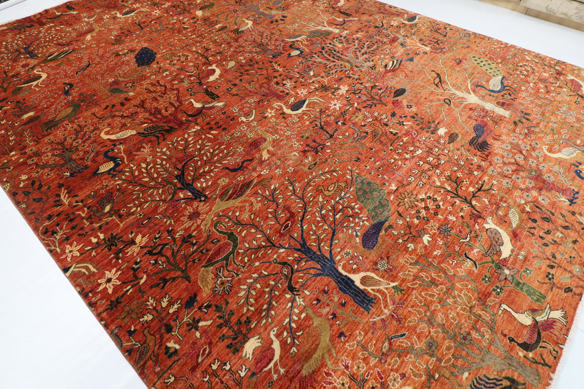 245 x 301 cm | Alfombra afgana de lana teñida con vegetales anudada a mano diseño Kawros