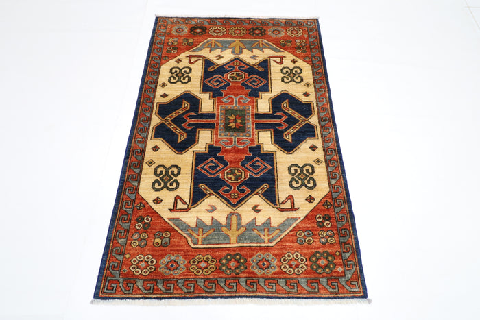 93 x 148 cm | Oriental Heriz Area Rug Afghan Hand Knotted Veg dye Wool carpet