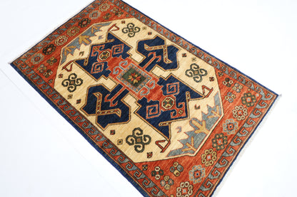93 x 148 cm | Oriental Heriz Area Rug Afghan Hand Knotted Veg dye Wool carpet
