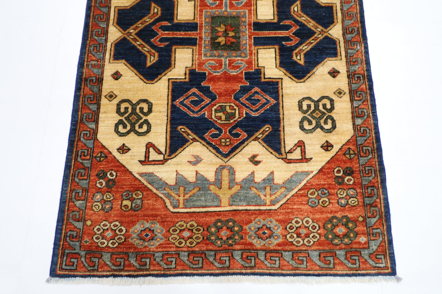 93 x 148 cm | Oriental Heriz Area Rug Afghan Hand Knotted Veg dye Wool carpet