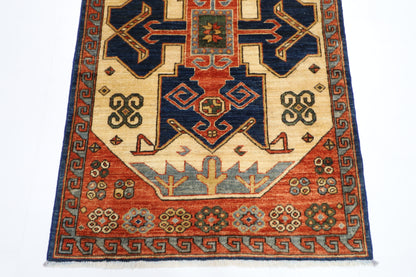 93 x 148 cm | Oriental Heriz Area Rug Afghan Hand Knotted Veg dye Wool carpet