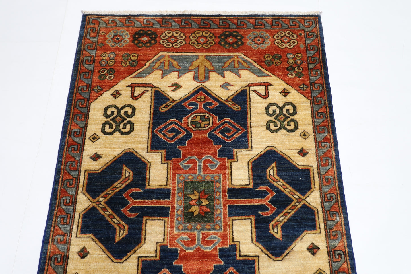 93 x 148 cm | Oriental Heriz Area Rug Afghan Hand Knotted Veg dye Wool carpet