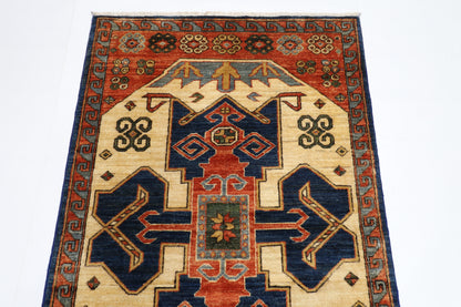 93 x 148 cm | Oriental Heriz Area Rug Afghan Hand Knotted Veg dye Wool carpet