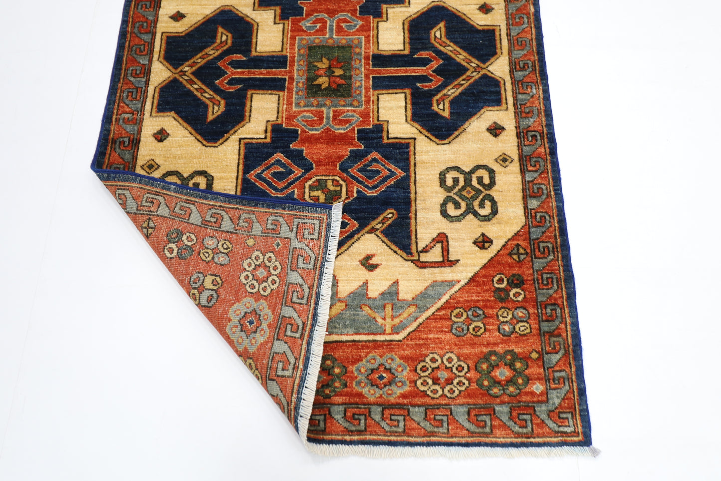 93 x 148 cm | Oriental Heriz Area Rug Afghan Hand Knotted Veg dye Wool carpet