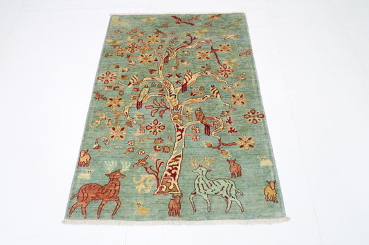 101 x 144 cm | Gabbeh Afghan Tribal Hand Knotted Veg Dye Wool Carpet
