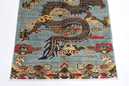 103 x 149 cm | Dargon Gray Area Rug Afghan Hand Knotted Veg dye Wool carpet