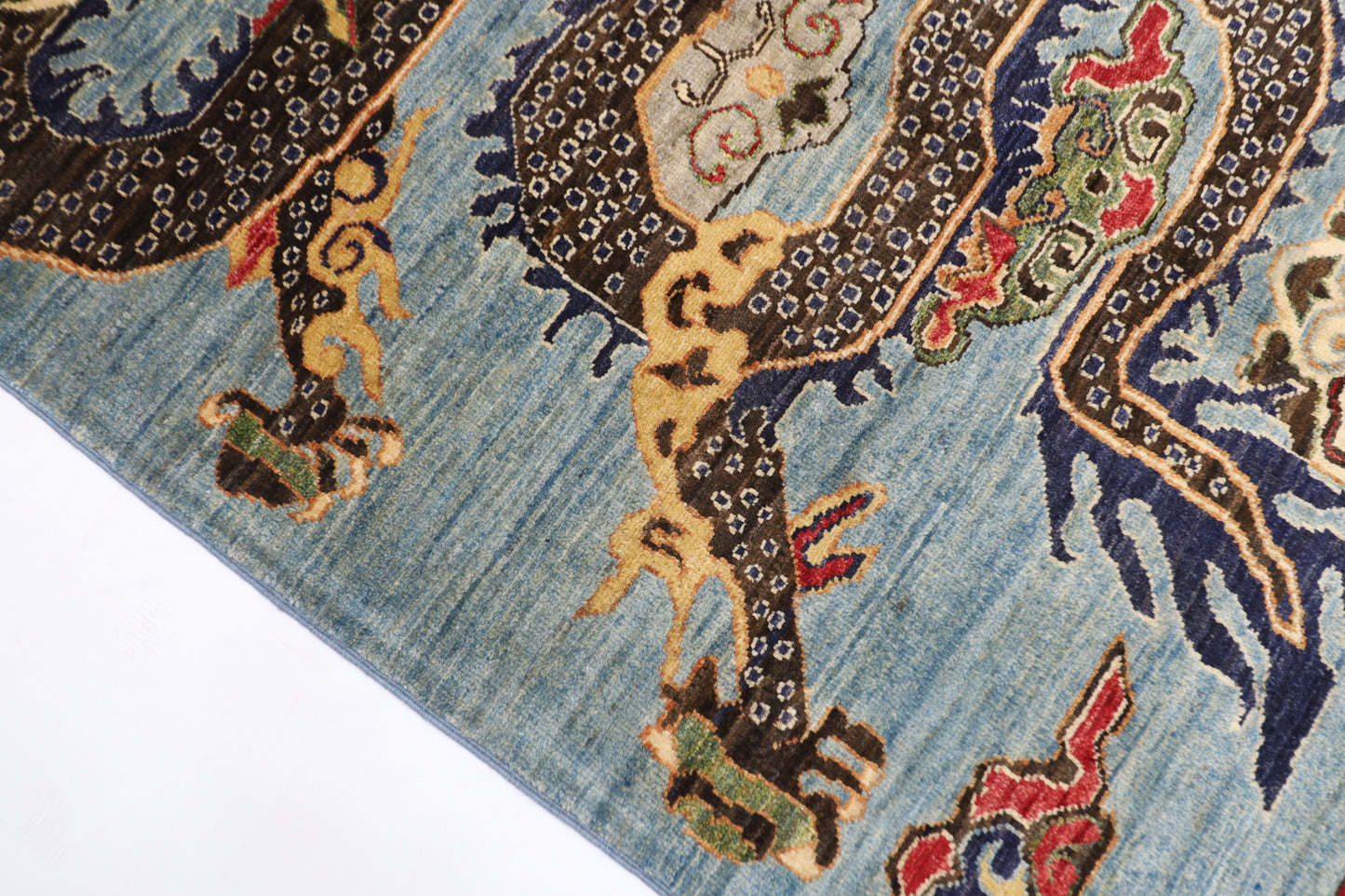 103 x 149 cm | Dargon Gray Area Rug Afghan Hand Knotted Veg dye Wool carpet