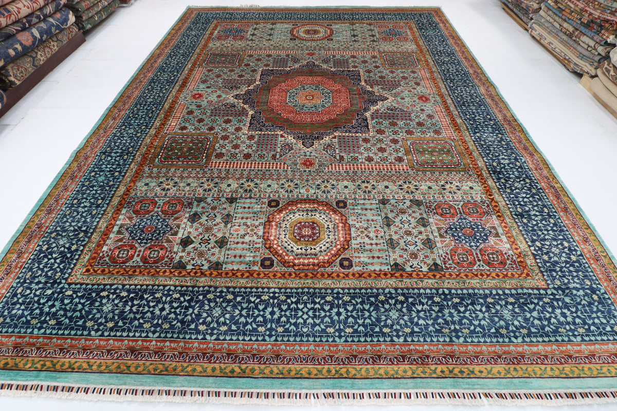 245 x 301 cm | Alfombra afgana de lana teñida con vegetales anudada a mano diseño Kawros