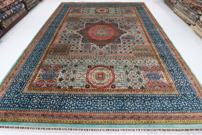 245 x 301 cm | Alfombra afgana de lana teñida con vegetales anudada a mano diseño Kawros