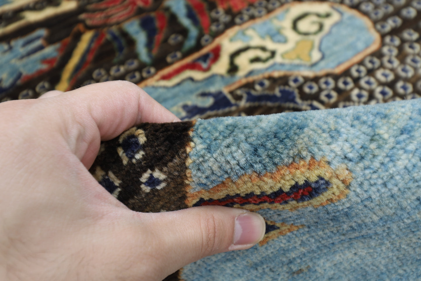 103 x 149 cm | Dargon Gray Area Rug Afghan Hand Knotted Veg dye Wool carpet