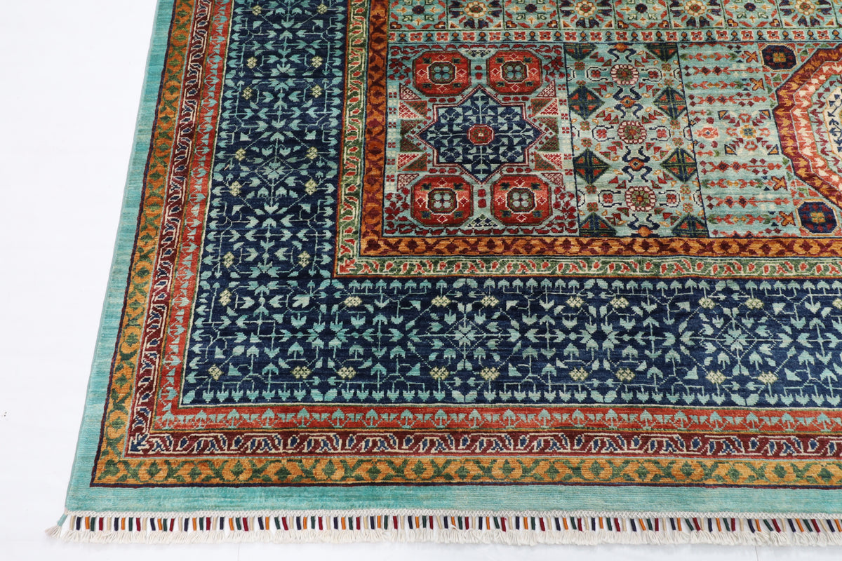 245 x 301 cm | Alfombra afgana de lana teñida con vegetales anudada a mano diseño Kawros