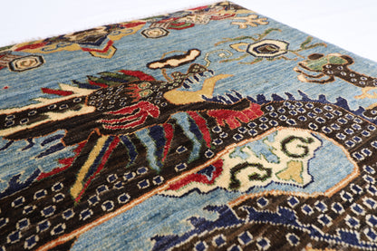 103 x 149 cm | Dargon Gray Area Rug Afghan Hand Knotted Veg dye Wool carpet