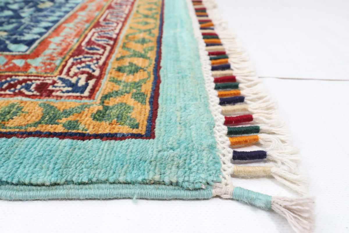 245 x 301 cm | Alfombra afgana de lana teñida con vegetales anudada a mano diseño Kawros
