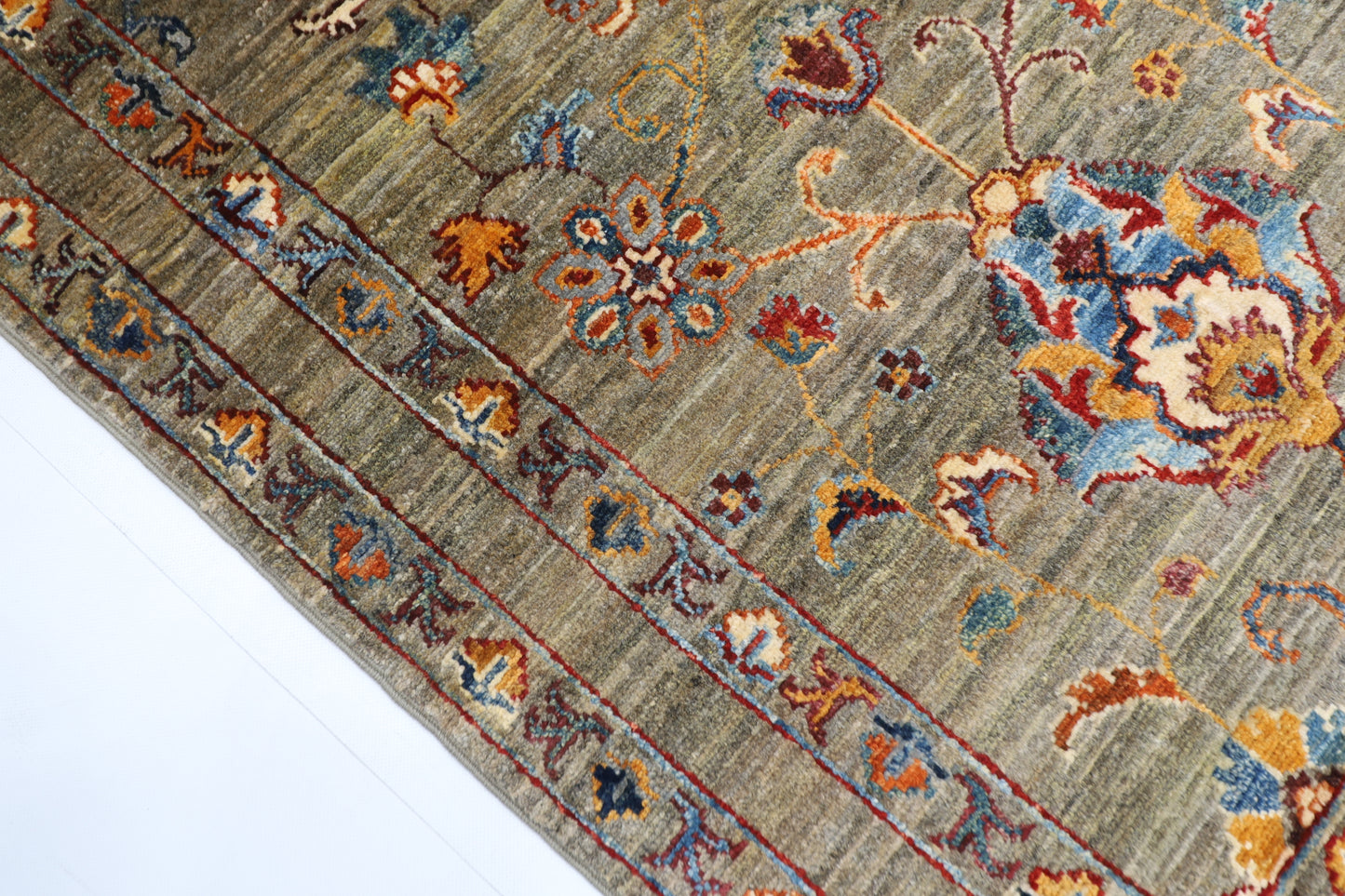 85 x 125 cm | Oriental Floral Gray Rug Afghan Hand Knotted Veg dye Wool carpet