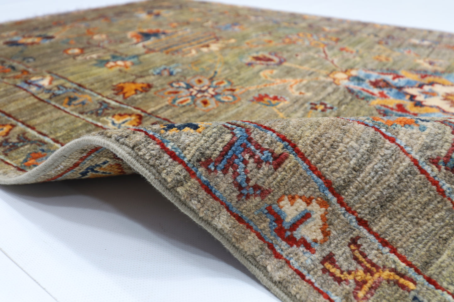 85 x 125 cm | Oriental Floral Gray Rug Afghan Hand Knotted Veg dye Wool carpet