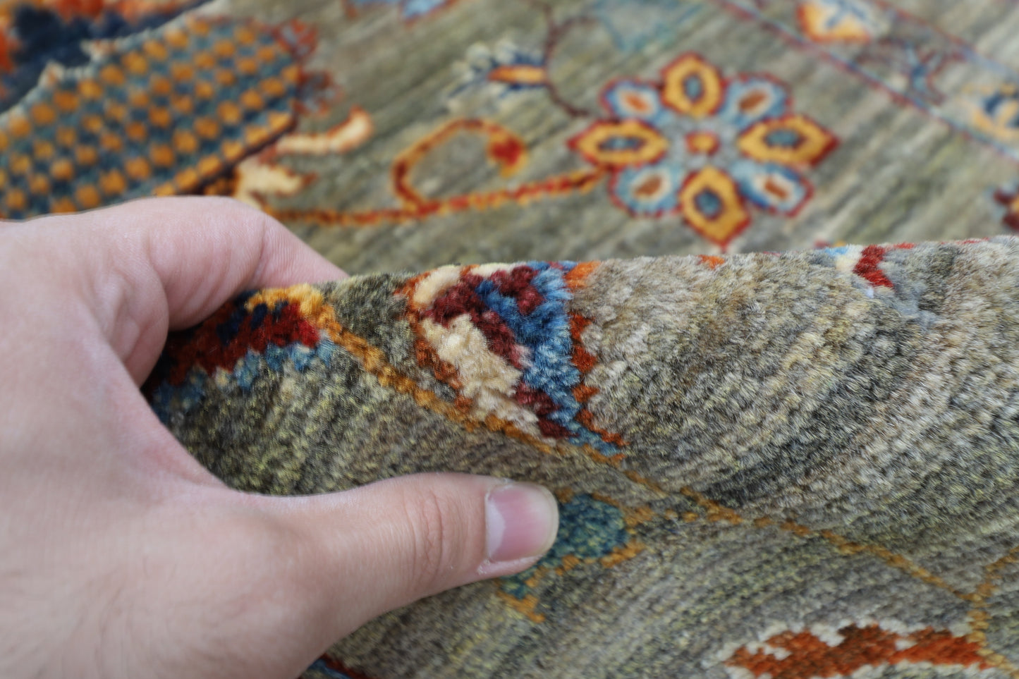 85 x 125 cm | Oriental Floral Gray Rug Afghan Hand Knotted Veg dye Wool carpet