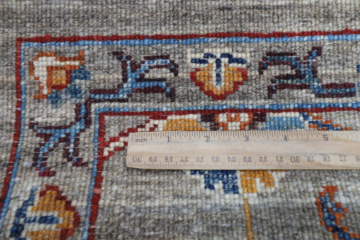 85 x 125 cm | Oriental Floral Gray Rug Afghan Hand Knotted Veg dye Wool carpet