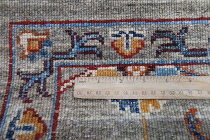 85 x 125 cm | Oriental Floral Gray Rug Afghan Hand Knotted Veg dye Wool carpet