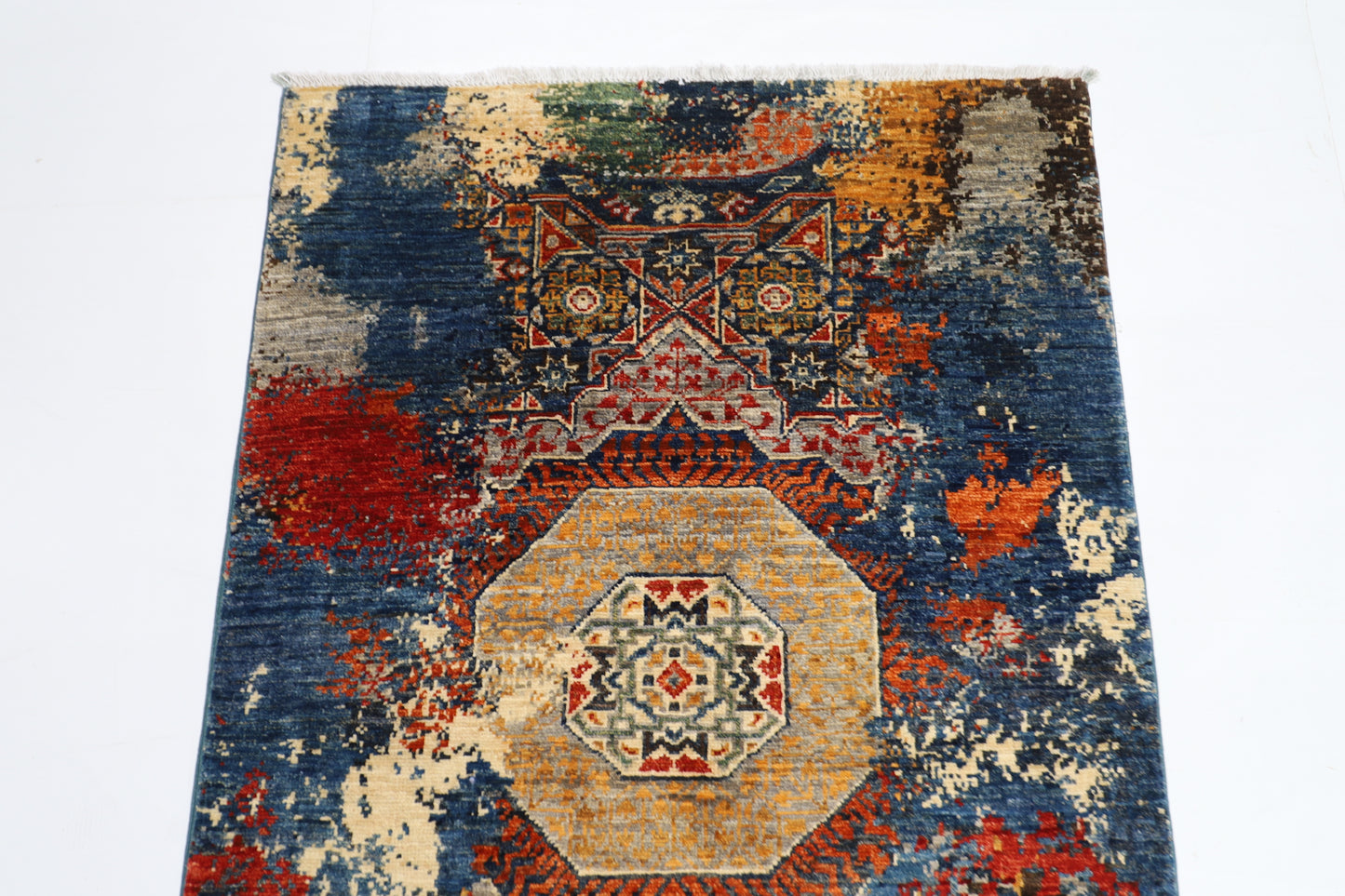 84 x 129 cm | Oriental Abstract mamluk Rug Afghan Hand Knotted Veg dye Wool carpet