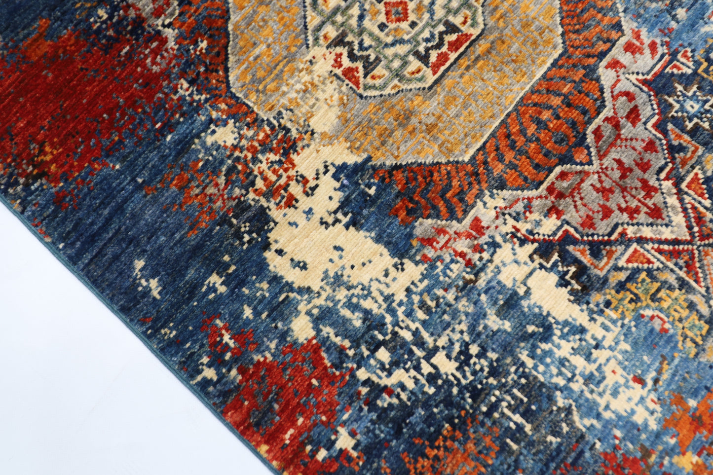84 x 129 cm | Oriental Abstract mamluk Rug Afghan Hand Knotted Veg dye Wool carpet
