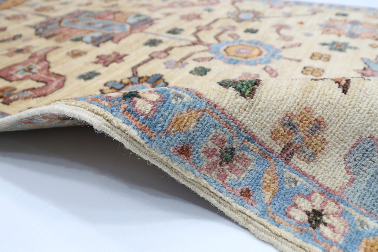 74 x 183 cm | Hallway Floral beige Rug Afghan Hand Knotted Veg dye Wool carpet