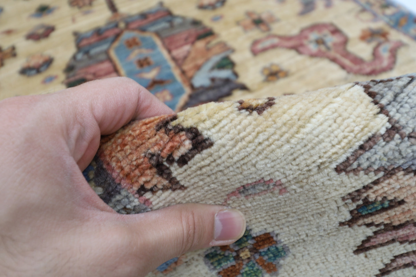 74 x 183 cm | Hallway Floral beige Rug Afghan Hand Knotted Veg dye Wool carpet