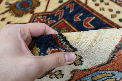101 x 148 cm | Heriz Afghan Tribal Hand Knotted Veg Dye Wool Carpet