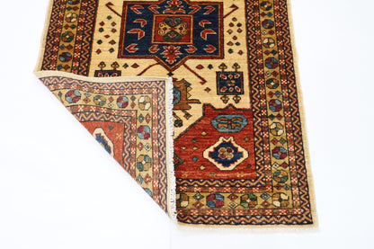 101 x 148 cm | Heriz Afghan Tribal Hand Knotted Veg Dye Wool Carpet