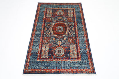 98 x 147 cm | Mamluk Afghan Tribal Hand Knotted Veg Dye Wool Carpet