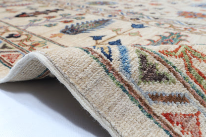 306 x 395 cm | Sultani beige Design Hand Knotted Wool Afghan Carpet