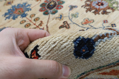 306 x 395 cm | Sultani beige Design Hand Knotted Wool Afghan Carpet