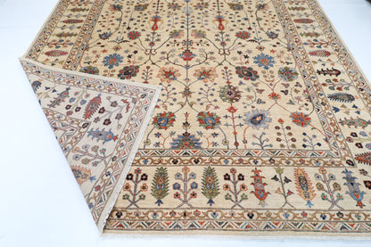 306 x 395 cm | Sultani beige Design Hand Knotted Wool Afghan Carpet