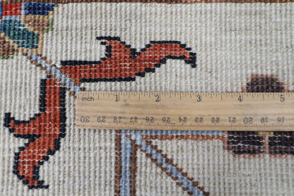 306 x 395 cm | Sultani beige Design Hand Knotted Wool Afghan Carpet