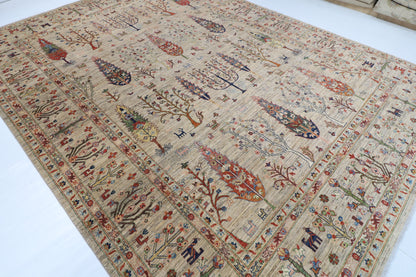 295 x 395 cm | Tree of life Gray Design Hand Knotted Wool Afghan Carpet