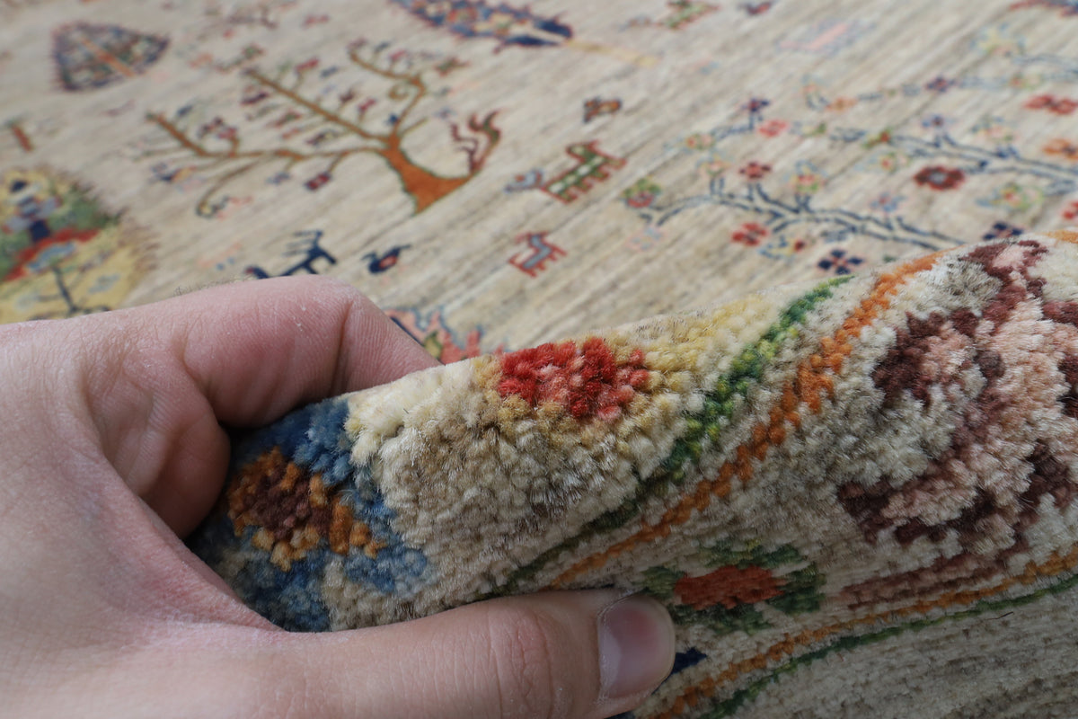 295 x 395 cm | Tree of life Gray Design Hand Knotted Wool Afghan Carpet