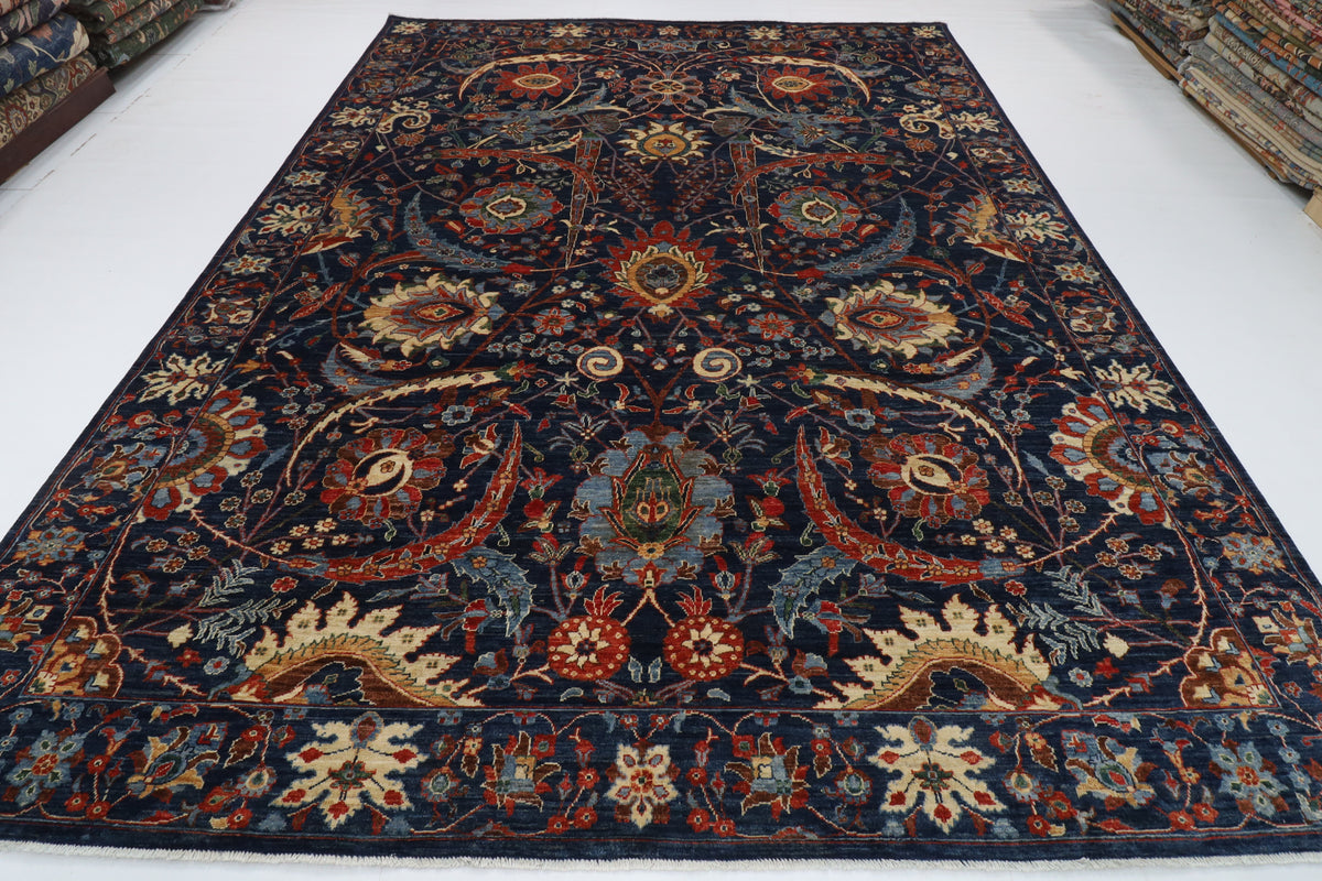 274 x 366 cm | Bidjar Blue Design Hand Knotted Wool Afghan Carpet